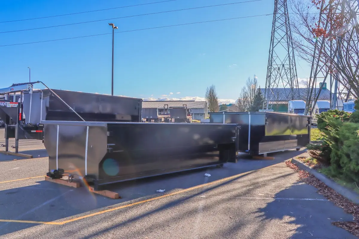 Roll-off dumpster ready for waste disposal at job site for Residential Dumpster Rental in Hingham